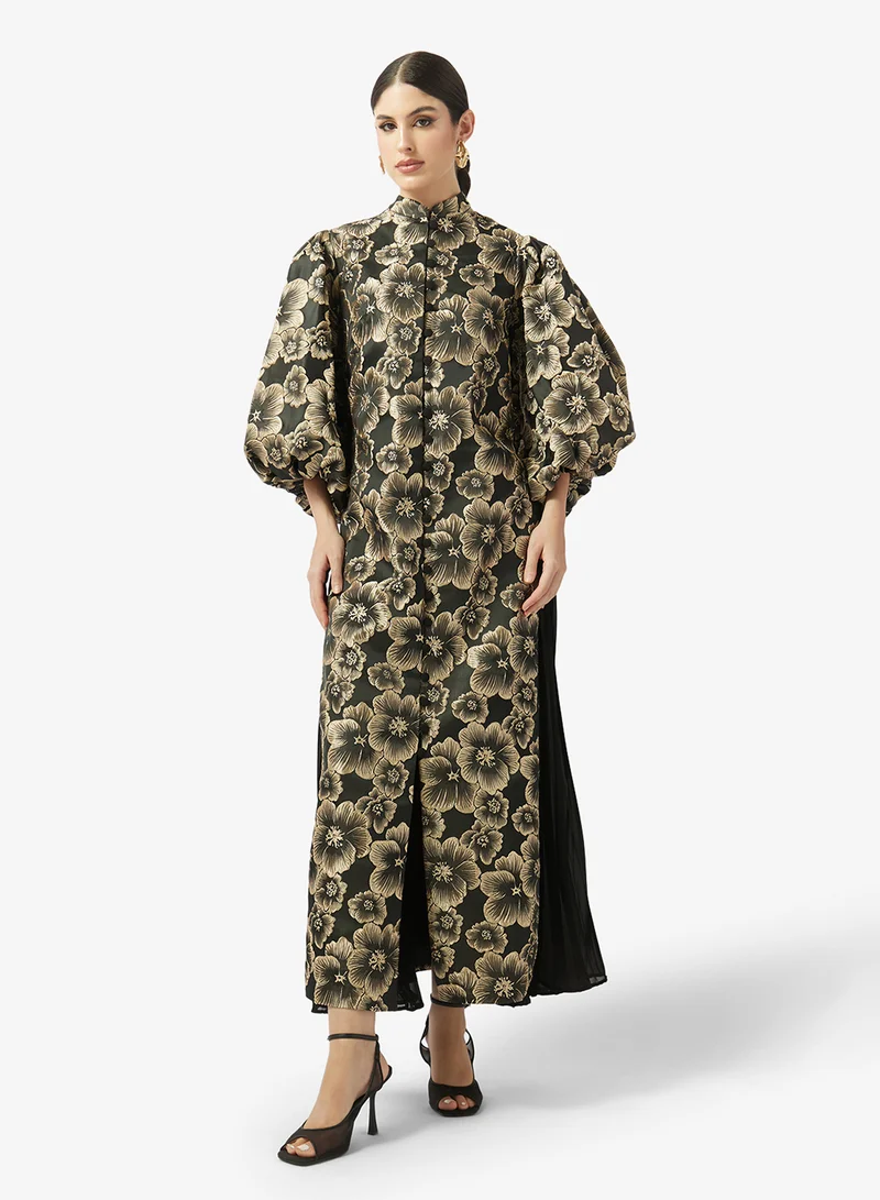 ثريدز باي اجوني فستان ماكسي مطبوع بأكمام منفوشة